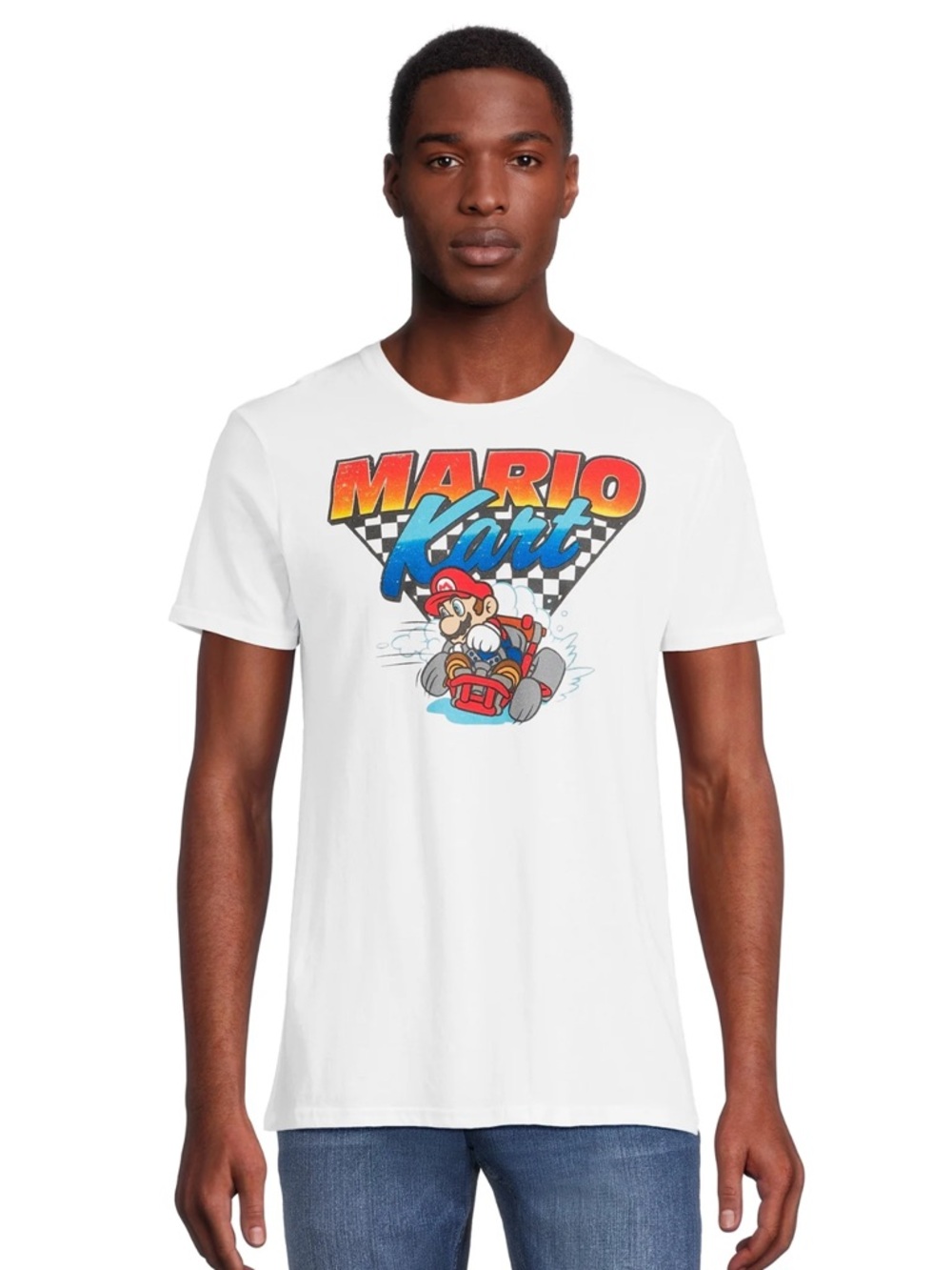 White Mario Kart Graphic Tee - Casual Men's Shirt